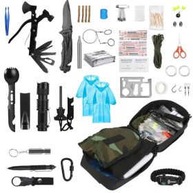 121Pcs Survival Kits Professional Emergency Survival Gear Tactical First Aid Kit Supplies For Outdoor Adventure Camping Hiking Hunting (Color: Black)