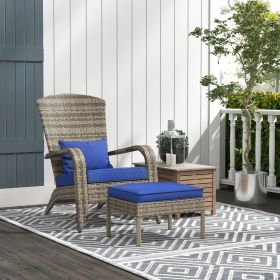 Adirondack Chair Fire Pit Chair w/ Ottoman & Cushions (Option: Blue-780x600x280 mm)