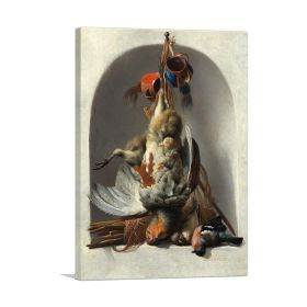 Still Life with Birds and Hunting Gear in a Niche 1633 (Type: Standard Framed Canvas Print, size: 12" x 8" / 30cm x 20cm (approx))